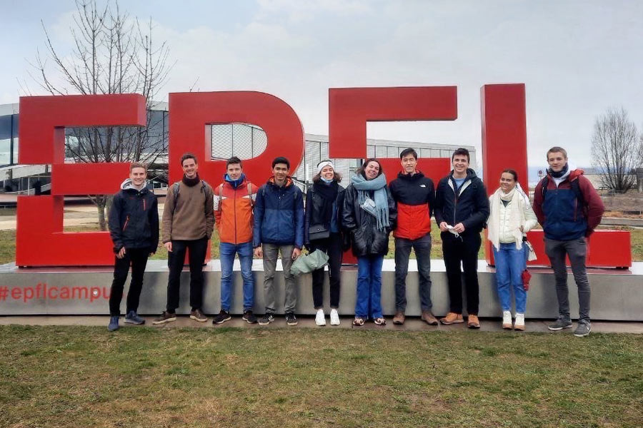 Study abroad EPFL  students posing for group photo